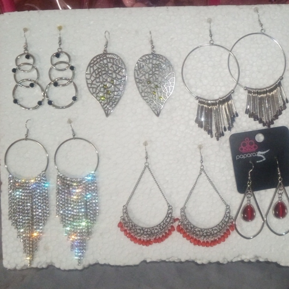 Silver and Red Teardrop Earrings
